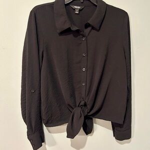 Women's Simply Vera Wang Tie Blouse Black Size Medium